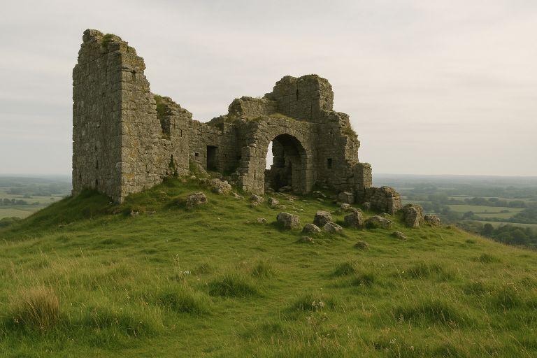 Ruined fort atop a grassy hill