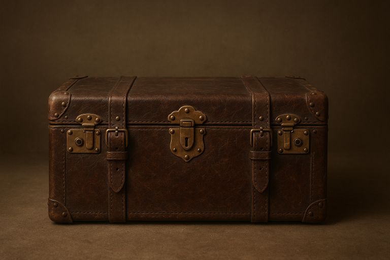 An old leather trunk with locks