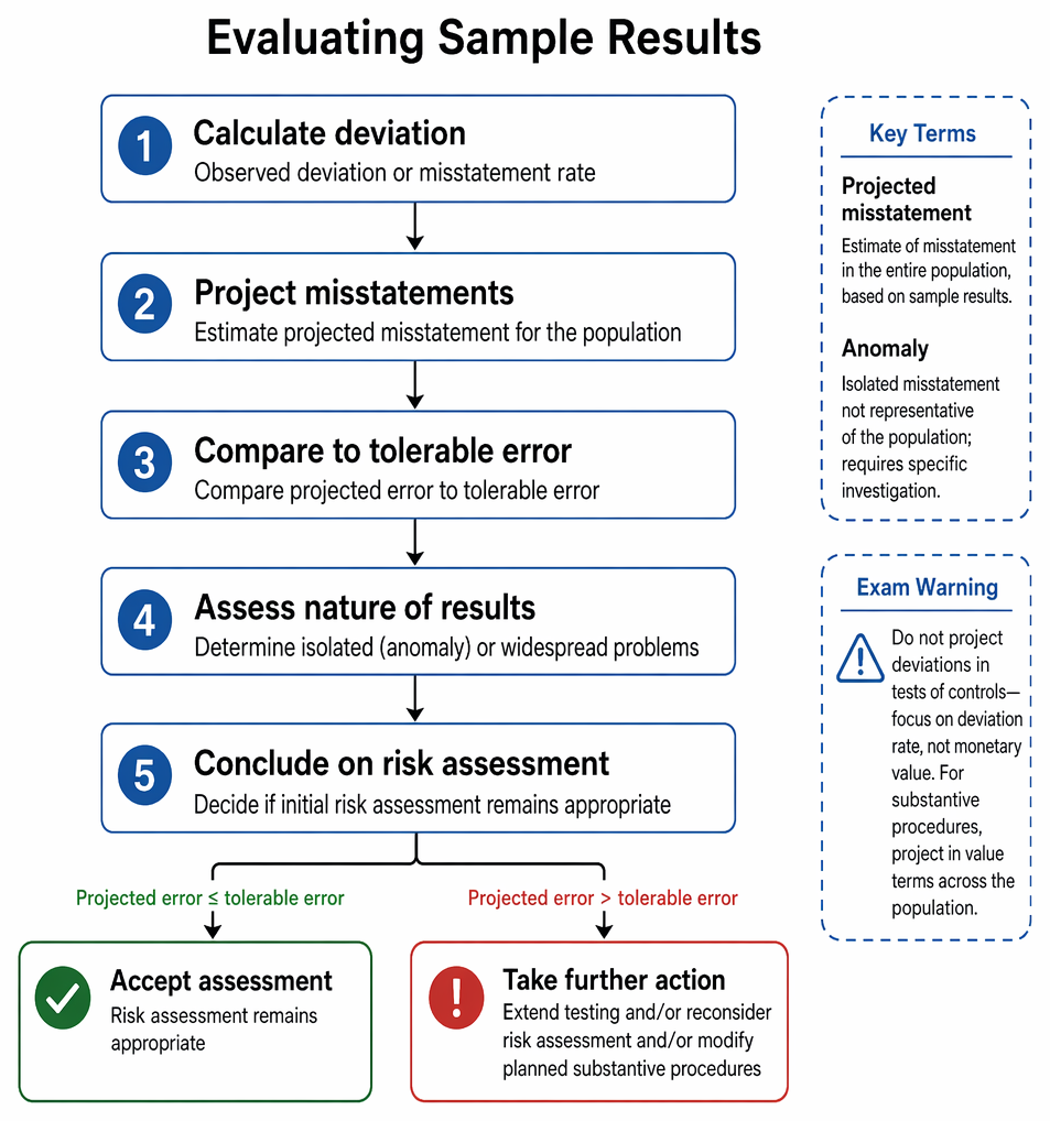 Audit sample design sequence from defining the objective and population to determining sample size and documenting the plan.
