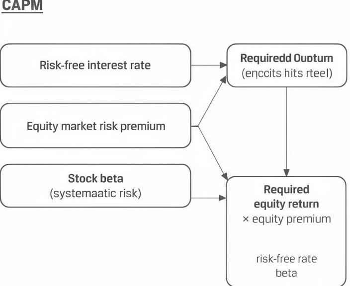 CAPM components linking the risk-free rate, equity risk premium, and stock beta to the required return on equity.