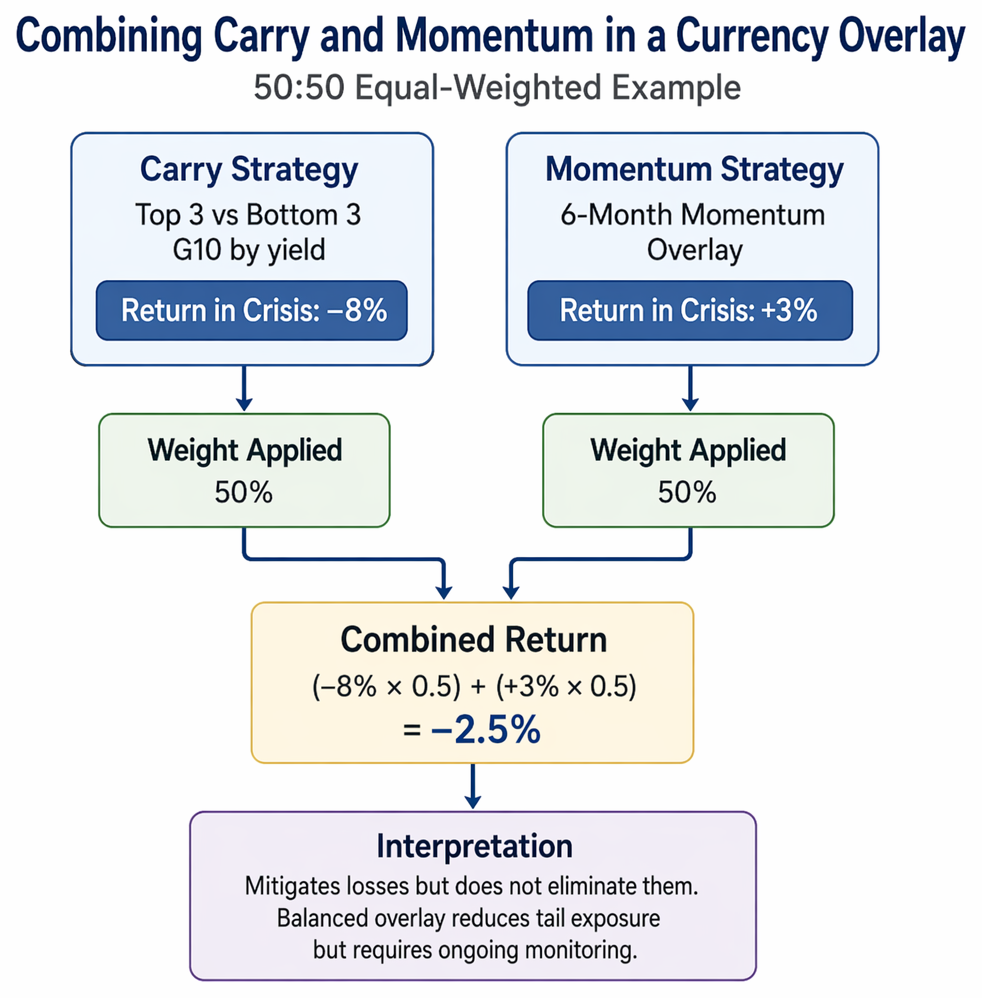 FX carry trade return calculation from domestic and foreign interest rates, interest rate differential, spot exchange rate change, and identification of negative carry events.