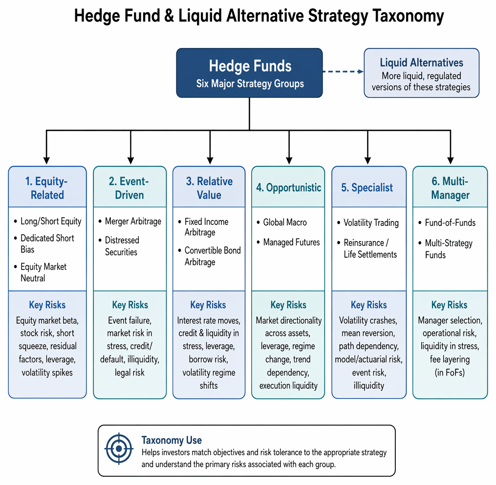Hedge fund and benchmark return attribution using market-factor selection, linear exposure estimation, residual return analysis, crisis-period testing, and allocation adjustments.