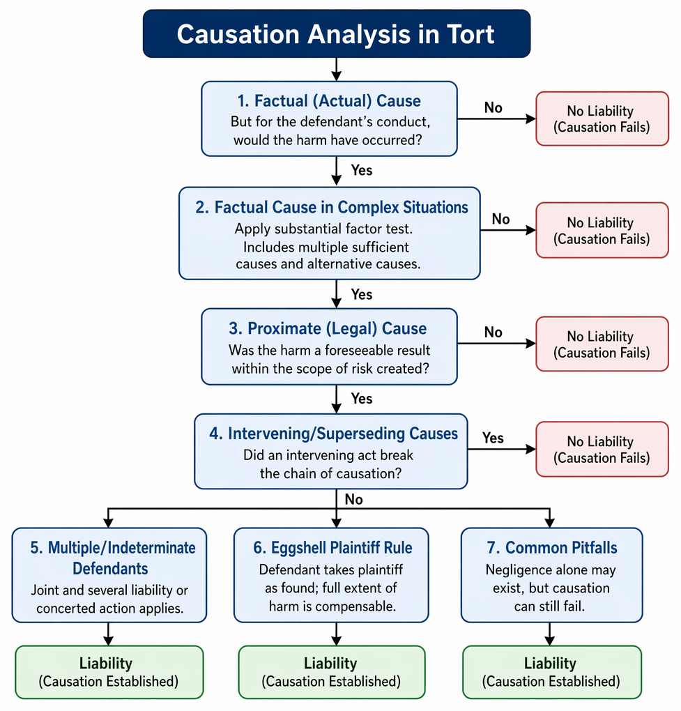 Intervening events in tort causation classified by foreseeability, distinguishing superseding causes from events that do not break proximate causation.