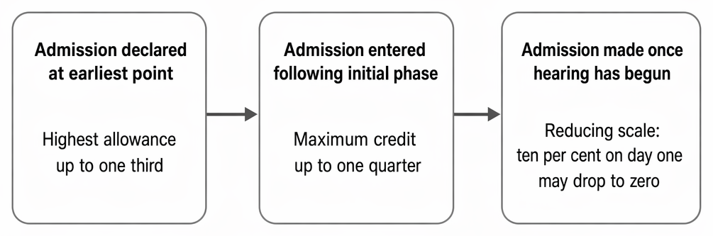 Sentence reduction for a guilty plea according to the stage at which the plea is indicated.