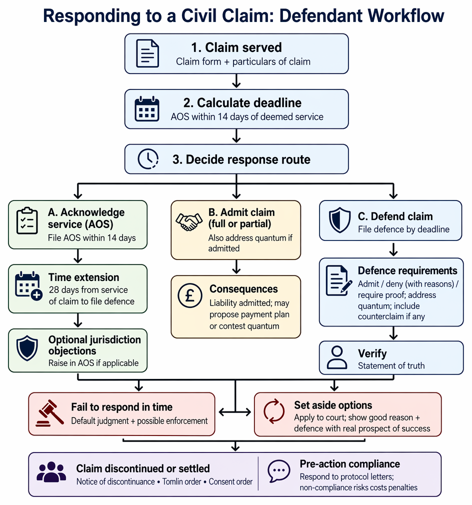 Default judgment procedure following failure to acknowledge, admit, or defend, and grounds for mandatory or discretionary set aside on prompt application.