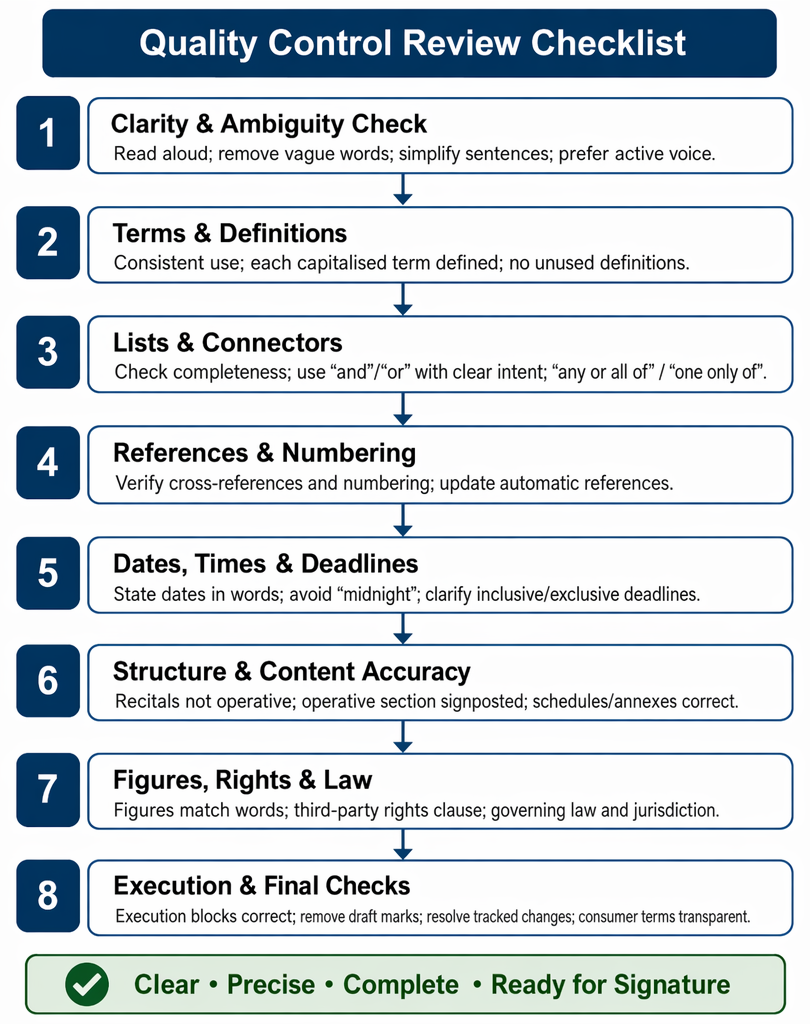 Connector selection in legal drafting for cumulative, alternative, and exclusive lists, including use of and, or, and separate subclauses.